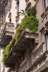 Typical Italian buildings and street view in Milan, Lombardy Italy - 767694991
