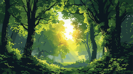 Enchanted Woods Sunlight Filters Through Leafy Canopy