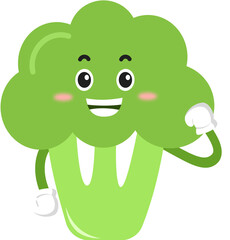 cute broccoli cartoon character. cute vegetable
