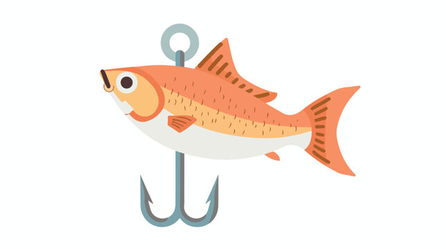 Fish hook and fish icon. Element of travel illustration 