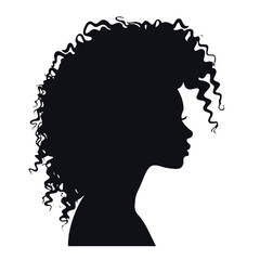Silhouette  profile of an African woman with long curly hair