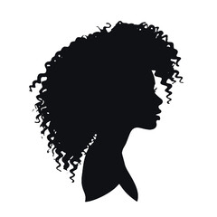 Silhouette  profile of an African woman with long curly hair