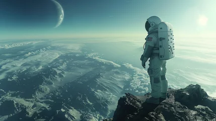 Poster Astronaut Standing on Mountain Summit © Jelena