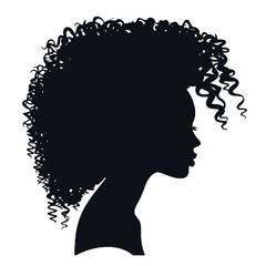 Silhouette  profile of an African woman with long curly hair
