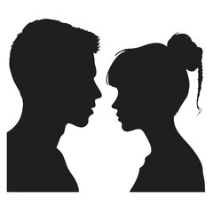 Male and female profile faces silhouette
