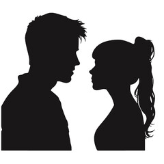 Male and female profile faces silhouette