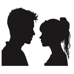 Male and female profile faces silhouette