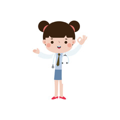 cute cartoon doctor ok character illustration National Doctors' Day flat style vector illustration on white background