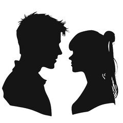 Male and female profile faces silhouette