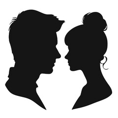 Male and female profile faces silhouette