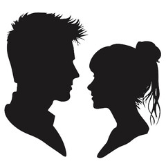 Male and female profile faces silhouette