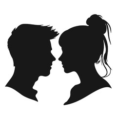 Male and female profile faces silhouette