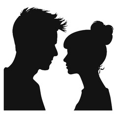 Male and female profile faces silhouette