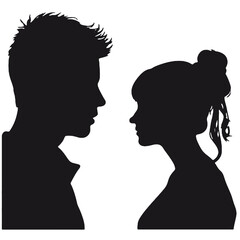 Male and female profile faces silhouette