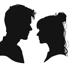 Male and female profile faces silhouette