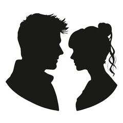 Male and female profile faces silhouette