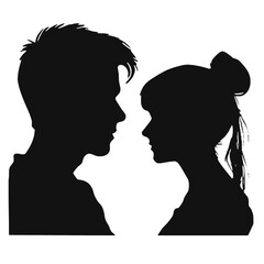 Male and female profile faces silhouette