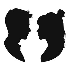 Male and female profile faces silhouette