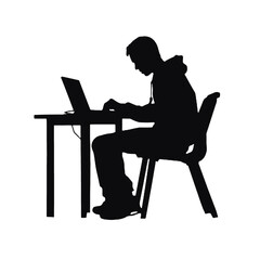 man working on computer Silhouette 