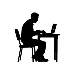 man working on computer Silhouette 