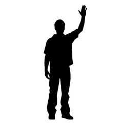 Man standing and waving with his hand Silhouette 