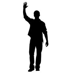 Man standing and waving with his hand Silhouette 