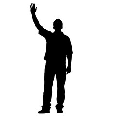 Man standing and waving with his hand Silhouette 