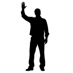 Man standing and waving with his hand Silhouette 