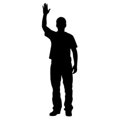 Man standing and waving with his hand Silhouette 