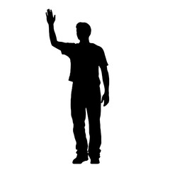 Man standing and waving with his hand Silhouette 