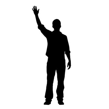 recommend clip art: Man standing and waving with his hand Silhouette 