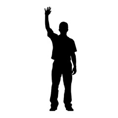 Man standing and waving with his hand Silhouette 