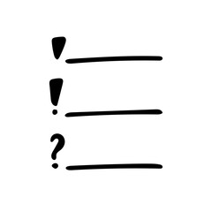 Doodle simple list elements in business process.Abstract list with different levels of importance,status of items. Hand drawn black monochrome vector for cards,posters and professional design.On white