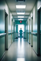 Blurred image background of corridor in hospital or clinic