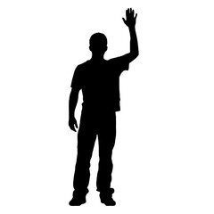 Man standing and waving with his hand Silhouette 