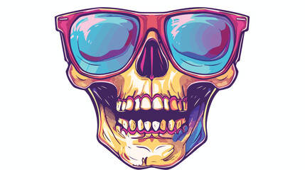Skull wearing sunglasses and wide grin giving off 