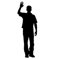 Man standing and waving with his hand Silhouette 