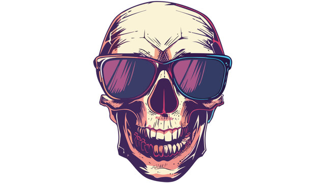 Skull wearing sunglasses and wide grin giving off 
