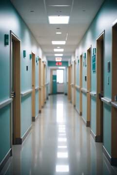 Blurred image background of corridor in hospital or clinic