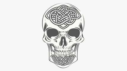 Skull with intricate Celtic knotwork designs etched 