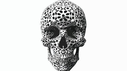 Skull with intricate lace-like patterns carved into 