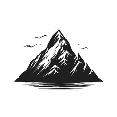 Mountain , Minimalist and Simple Silhouette