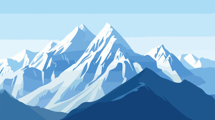 Snowy Mountains White Peaks Touch Blue Sky in Majesti