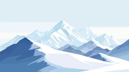Snowy Mountains White Peaks Touch Blue Sky in Majesti - obrazy, fototapety, plakaty