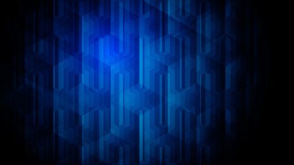 Abstract creative geometric shape on gradient dark blue background illustration.