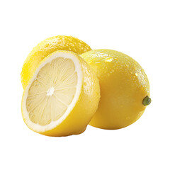 Lemons slice isolated on white background, Healthy organic natural fresh citrus fruit concept, AI generated, PNG transparent