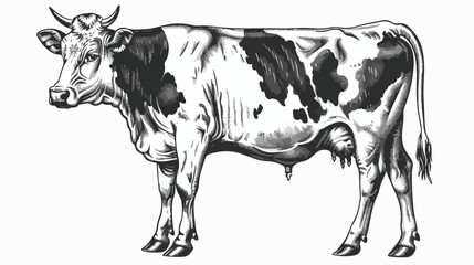 Spotted cow dutch cattle breed vintage illustration e