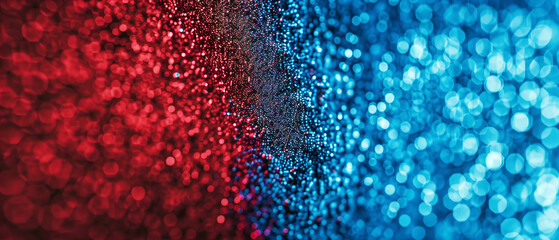 A linked-in two-tone sparkling TV static texture useful for a banner or background. Dark red and blue colors. Abstract background. - 767702125