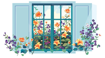 Spring Window flat vector isolated on white background