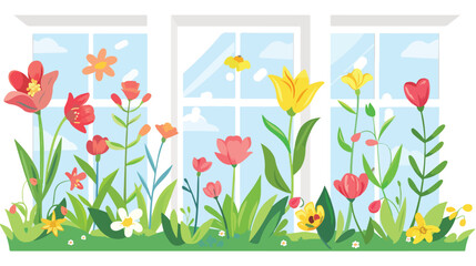 Spring Window flat vector isolated on white background